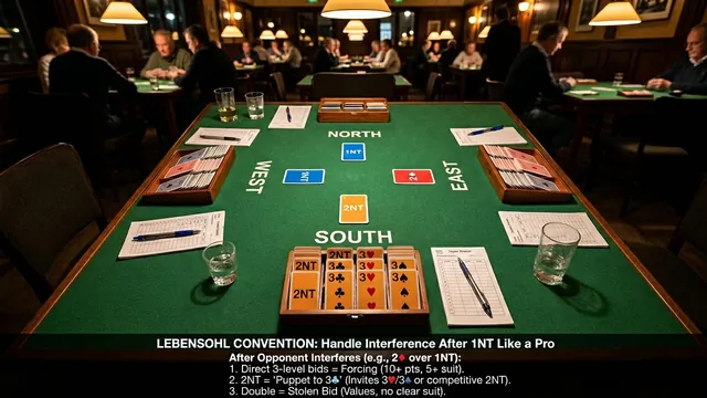 Master Lebensohl: 2NT relay after 1NT overcall or weak two interference. Differentiates invitational vs game-forcing ...