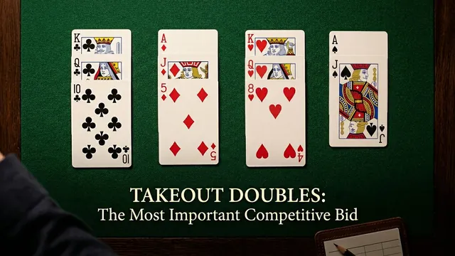 Bridge strategy illustration for takeout doubles: compete for the contract